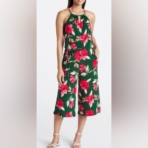 Maggy London Lottie Knit Crop Floral Sleeveless Jumpsuit Women's Size 4